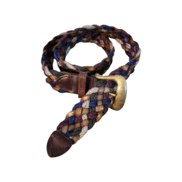 Vintage 80's County Seat Boho Western Braid Belt Brass Buckle XS-S - Picture 7 of 7